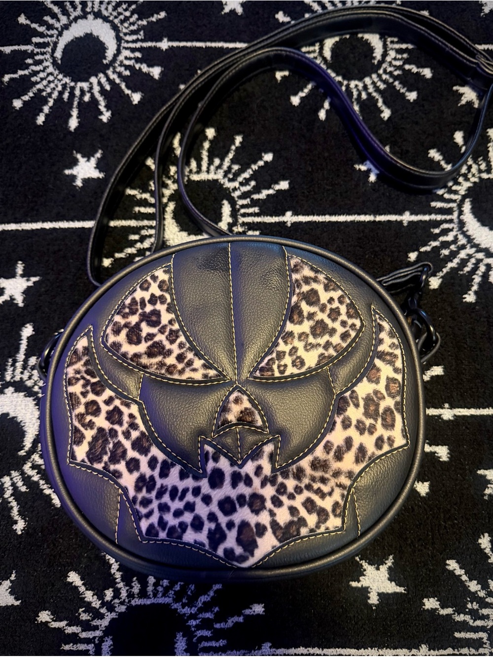 Love Pain and Stitches Handmade Black/Leopard Pumpkin Bag RARE